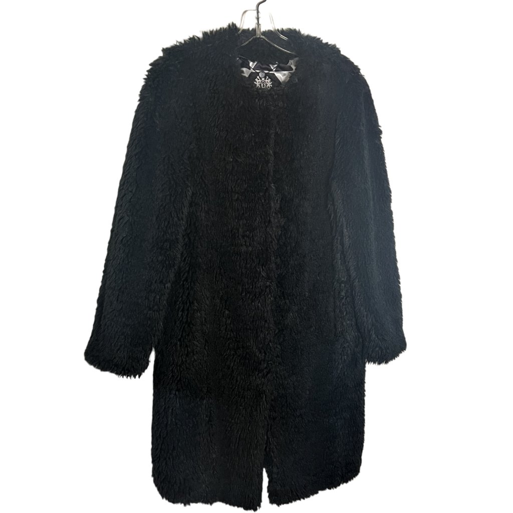 Dawn Levy Black Tabitha Faux Fur Coat, Detachable Hood/Scarf/Hand Warmer, Size M — image 2 of 8